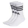 adidas Cushioned 3 Stripe Crew Sock 3 Pack White/Black Ladies 4-8