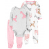 CARTERS CARTER'S Set 3dielny overal na cvoky, polodupačky, body dl. rukáv Giraffe dievča LBB PRE, veľ. 46