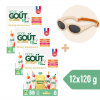 3× Good Goût BIO Ovocný Jackpot (4×120 g) + Dodie slnečné okuliare (0 – 18 mes.), béžové