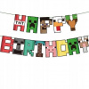 CUKROVÁ TLAČ jedlý obrázok na tortu Cukrová hmota HAPPY BIRTHDAY MINECRAFT 1