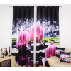 Čierny záves s 3D orchideou Šírka: 160 cm | Dĺžka: 250 cm (v sade sú 2 kusy)