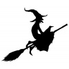 Samolepka - Čarodějnice na koštěti Barva: Černá, Rozměry samolepky ( šířka x výška ): 15 x 10 cm