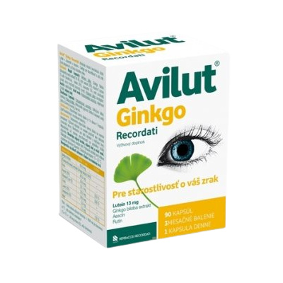 AVILUT Ginkgo Recordati pre starostlivosť a udržanie dobrého zraku 90 kapsúl