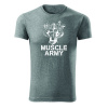 DRAGOWA fitness tričko muscle army team, sivá 180g/m2 - S