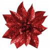 Kvet MagicHome Vianoce GlitterPoinsettia so štipcom červený veľkosť kvetu: 9 cm dĺžka kvetu: 8 cm 6 ks
