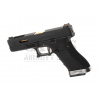WE airsoft pištoľ GBB WE17 Custom BK Gold Barrel Metal Version Green Gas Čierna