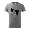 Border kólia obrys hlavy - Tričko detské bavlnené - 134 cm/8 rokov ( Tmavosivý melír )