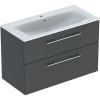 GEBERIT Selnova Square závesná skrinka s umývadlom s úzkym okrajom (s otvorom/s prepadom), 2 zásuvky, 1000 x 480 x 652 mm, láva/matne lakovaná, 501.245.00.1