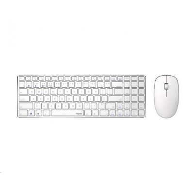 RAPOO klávesnice a myš 9300M, bezdrátová, Multi-Mode Slim Mouse, Ultra-Slim Keyboard, bílá 6940056184740