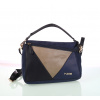 Dámska semišová kabelka Kbas s trojuholníkovým vzorom modrá