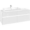 VILLEROY & BOCH Collaro závesná skrinka pod umývadlo na dosku (umývadlo vľavo), 4 zásuvky, s LED osvetlením, 1400 x 500 x 548 mm, White Matt, C089B0MS