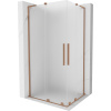 Mexen Velar L Duo posuvný sprchový kút 90 x 80 cm, matné sklo, kartáčovaná meď - 871-090-080-02-33-65