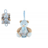 Teddies Medveď plyš 18cm záves na postieľku/kočík nat. hrací strojček modrý