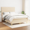 vidaXL Posteľný rám boxspring s matracom krémový 140x200 cm látka - Krémová - 106242-206351
