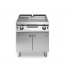 Plynový gril s 2/3 hladkou a 1/3 drážkovanou saténovou platňou, model na pulte s dvierkami, ROC 70/80, 14 kW (R70/80FTG/SLR/P)