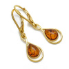 Stříbrné náušnice s jantarem Arvila - Zlatá