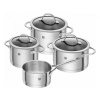 Zwilling Essence sada nerezového nádobí, 4 ks + Akční set Zwilling Gourmet block s noži 6 ks, hnědá