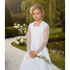 Detské saténové bolerko s čipkovanými rukávmi DFK-22 Farba: biela, Veľkosť: 122