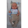Realistické miminko - chlapeček Matouš v overalu bez rukávů od španělské firmy Marina & Pau (Luka Baby Soft- 45 cm - baleno v sáčku)