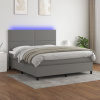 vidaXL Posteľ boxsping s matracom a LED tmavosivá 180x200 cm látka - Sivá - 9882-151654