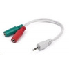 GEMBIRD Kabel rozdvojka jack 3,5mm (4 pólový) na 2x3,5mm M/F, 20cm, bíla CCA-417W