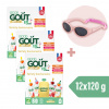 3× Good Goût BIO Ovocný Jackpot (4×120 g) + Dodie slnečné okuliare (0 – 18 mes.), ružové