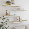 Plávajúce nástenné police 4ks dubové a biele 80x23,5x3,8 cm MDF-ForU-326581