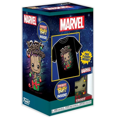 Guardians of the Galaxy – Holiday Groot – S – tričko s figúrkou
