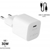 Sada mini sieťovej nabíjačky FIXED s výstupom USB-C a káblom USB-C/Lightning, podpora PD, 1,2 metra, MFI, 30 W, biela FIXC30M-CL-WH