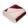 Tchibo - Plyšová károvaná obojstranná deka - farba: červená