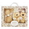 Darčeková sada pre bábätko Slipper Gift Set Beige Lapin Doudou et Compagnie papučky a zajačik na maznanie béžová 15 cm v darčekovom balení od 0 mes