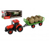 Teddies Traktor Zetor s vlekem a balíky plast 36cm na setrvačník na bat. se světlem se zvukem v krab. 39x13