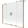 Mexen Velar Duo sprchová zábrana do vane 2-krídlová posuvná 190 x 150 cm, transparentná, brúsená meď - 896-190-000-02-65