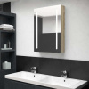 vidaXL LED kúpeľňová zrkadlová skrinka farba dubu 50x13x70 cm - Hnedá - 155746-191511