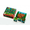 Kocky kubus drevené Moje prvé zvieratká lesné drevo 9x9x3cm 9ks v krab.11x11x6cm od 12 mesiacov MPZ