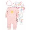 CARTERS CARTER'S Set 3dielny overal 2 ks, čelenka Pink Sun dievča LBB NB, veľ. 56