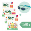 3× Good Goût BIO Ovocný Jackpot (4×120 g) + Dodie slnečné okuliare (0 – 18 mes.), zelené