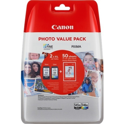 Canon originální ink PG-545 XL/CL-546 XL + 50x GP-501, black/color, 8286B006, Canon Pixma 8286B006