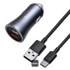 Baseus Golden Contactor Pro nabíjačka do auta s káblom USB-C 1m 40W 2x USB sivá TZCCJD-A0G