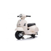 Elektrická motorka Vespa GTS, biela, s pomocnými kolesami, Licencované, 6V Batéria, 30