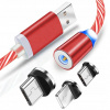 Kábel Interlook USB - USB typ C / microUSB / Lightning 2 m červený