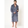 Kockovaný pánsky župan Key MGL 432 B24 tmavo modrá M/L