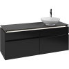 VILLEROY & BOCH Legato závesná skrinka pod umývadlo na dosku (umývadlo vpravo), 4 zásuvky, s LED osvetlením, 1400 x 500 x 550 mm, Black Matt Lacquer, B590L0PD