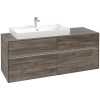 VILLEROY & BOCH Collaro závesná skrinka pod umývadlo na dosku (umývadlo vľavo), 4 zásuvky, s LED osvetlením, 1400 x 500 x 548 mm, Stone Oak, C089B0RK