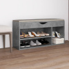 Lavica na topánky s vankúšom betónovo sivá 104x30x49 cm drevotrieska-ForU-326754