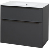 Mereo Mailo, kúpeľňová skrinka s keramickým umývadlom 81 cm, antracit, čierne madlo