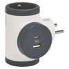 Legrand Adaptér 049437 2X2P+T USB A+C bočný otočný biela/tmavosivá