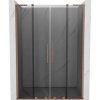 Mexen Velar L Duo, posuvné sprchové dvere do otvoru 150 cm, 8mm šedé sklo, medená matná, 871-150-003-42-65
