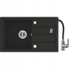 Kuchynský drez Laveo Thirteen GRANIT+batéria+sifón ČIERNY VYPR