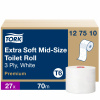 127510 - T6 - Tork Mid-size extra jemný toaletný papier v kotúči Premium 3-vrst. 70 m, celulóza +recykel biely, cena za balenie 27 ks